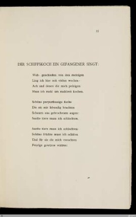 Der Schiffskoch ein Gefangener singt / Hugo von Hofmannsthal