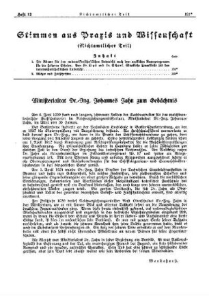 [Todesanzeige Dr.-Ing. Johannes Jahn] : [Stimmen aus Praxis und Wissenschaft] ; [Nichtamtlicher Teil]