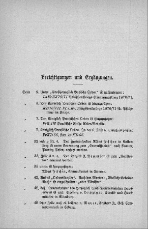 Berichtigungen und Ergänzungen