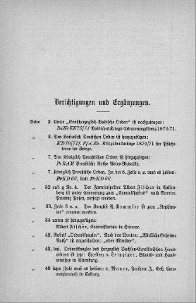 Berichtigungen und Ergänzungen
