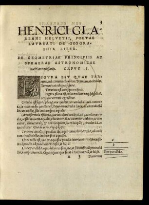 Henrici Glareani Helvetii, Poetae Laureati De Geographia Liber.