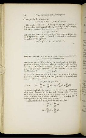 Transformation from rectangular to polar coordinates in differential expressions.