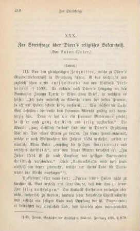 410-427 Zur Streitfrage über Dürer's religiöses Bekenntniß : II.