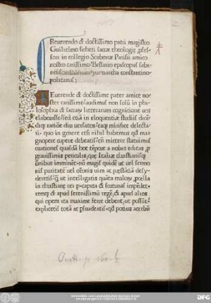Reuerendo & doctissimo patri magistro Guilielmo ficheti … Bessario episcopus
