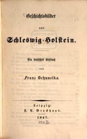 Geschichtsbilder aus Schleswig-Holstein : ein deutsches Lesebuch