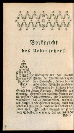 Vorbericht des Uebersetzers