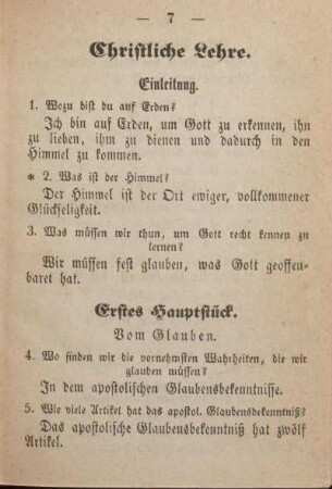 Christliche Lehre. Erstes Hauptstück. Vom Glauben.