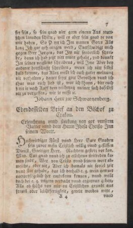 Ebendesselben Brief an den Bischof zu Crakau
