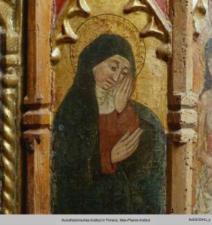 Polyptychon : Predella mit Schmerzensmann und Heiligen