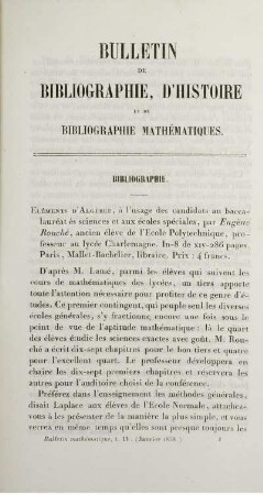 Bulletin de bibliographie, d'histoire et de bibliographie mathématiques.