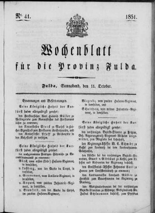 Nr. 41, Ausgabe vom 11. Oktober 1851