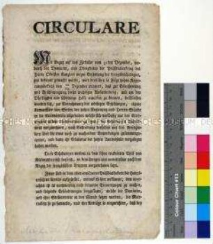 Zirkular des Kreisamtes St. Pölten an die Bevölkerung mit Erläuterungen der Anweisung zur Einschätzung und Behebung der Kriegsschäden; Sankt Pölten, 12. Dez. 1809