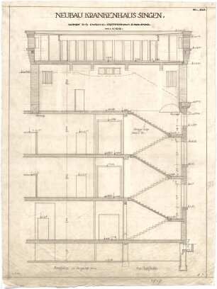 Billing, Hermann; Singen; Krankenhaus - Frauenseite, Treppenhaus (Schnitt)