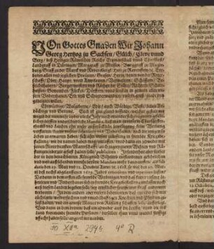1v-2v, Churfürstliches Sächsisches außgangenes Patent...