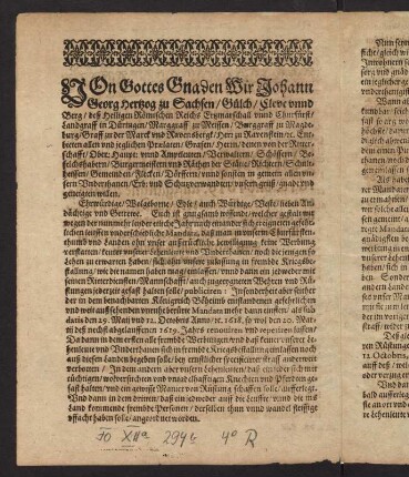 1v-2v, Churfürstliches Sächsisches außgangenes Patent...