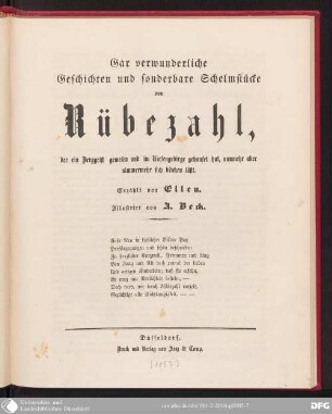 Gar verwunderliche Geschichten und sonderbare Schelmstücke von Rübezahl, der ein Berggeist gewesen und im Riesengebirge gehauset hat, nunmehr aber nimmermehr sich blicken läßt