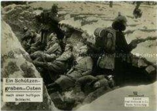 Schlafende Soldaten im Schützengraben nach einer Schlacht an der Ostfront