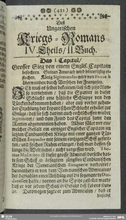 Deß Ungarischen Kriegs-Romans IV. Theils, II. Buch