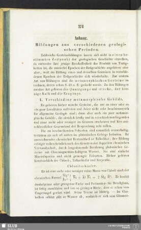 Anhang. Bildungen aus verschiedenen geologischen Perioden