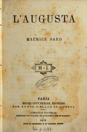 L'Augusta : Par Maurice Sand
