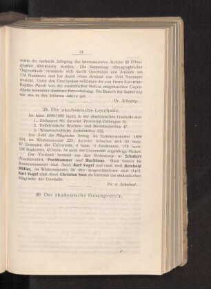 40. Der akademische Gesangverein.