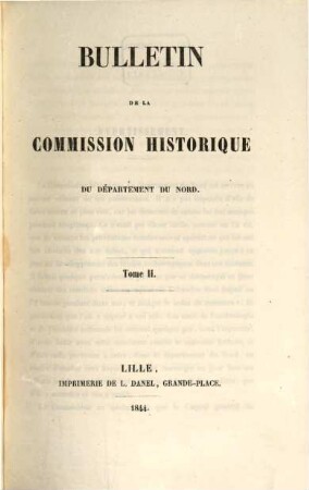 Bulletin de la Commission Historique du Département du Nord. 2. 1844