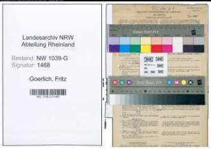 Entnazifizierung Fritz Goerlich , geb. 29.01.1899 (Schausteller)