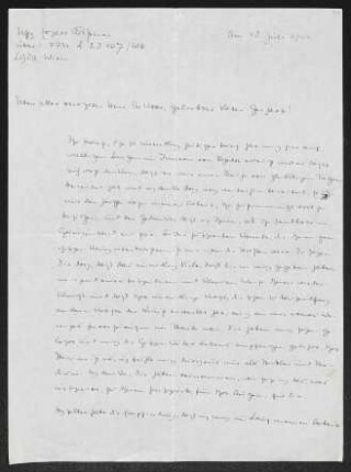 Brief von Erhart Kästner an Gerhart Hauptmann