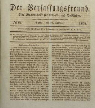 № 64. Cassel, den 10. Dezember 1831.