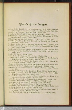 Neueste Erwerbungen