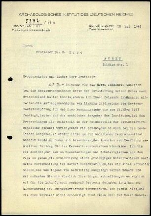 M. Wegner an G. Karo