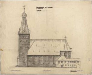 Bestelmeyer, German; Nürnberg (Bayern); Ev. Friedenskirche St. Johannes - Mappe 2: Ansicht von Süden