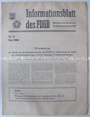 Informationsblatt des FDGB mit Hinweisen des Bundesvorstandes zur Verbesserung der Arbeit der BGL