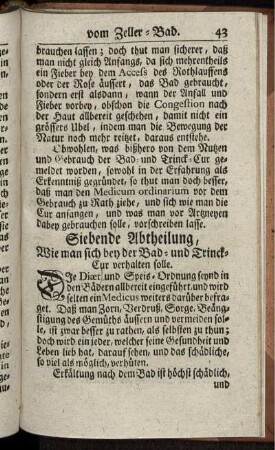 Siebende Abtheilung, Wie man sich bey der Bad- und Trinck-Cur verhalten solle.