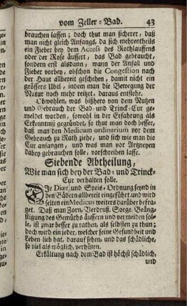 Siebende Abtheilung, Wie man sich bey der Bad- und Trinck-Cur verhalten solle.