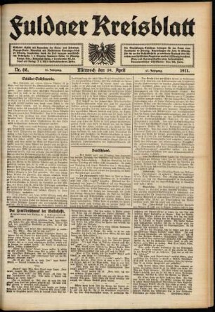 Ausgabe vom Mittwoch, den 19. April 1911.