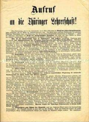 Flugschrift der Gewerkschaft deutscher Volkslehrer und der Arbeitsgemeinschaft sozialistischer Lehrer