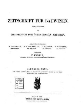XXXII.1882: Zeitschrift für Bauwesen