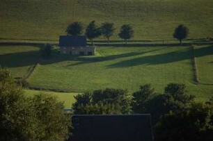 Landschaft bei Seiffen : Häuser im Spielzeugdorf Seiffen, Erzgebirge, Sachsen