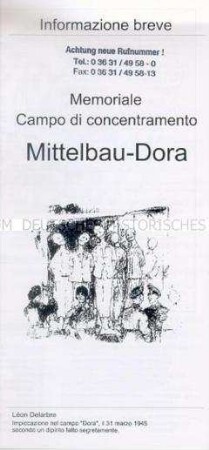 Informationsblatt der KZ-Gedenkstätte Mittelbau-Dora in italienischer Sprache