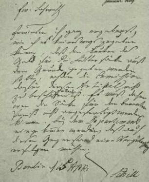 Brief von Schills an den Rittmeister von Kettenberg