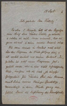 Brief an Carl Theodor Pollitz : 13.09.1906