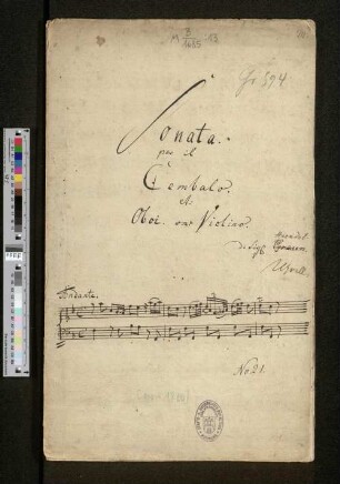 Sonata [F-Dur] : per il Cembalo et Oboi on Violino [HWV Anh. 438]