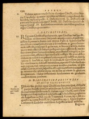 II. Distinctio Partium Seu Graduum Regni Christi.