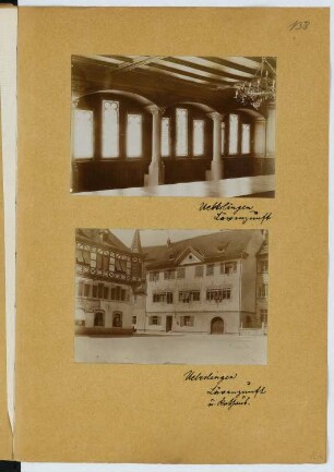 Rathaus, Überlingen: Ansicht von der Längsseite, Innenansicht (aus: Skizzen- und Fotoalbum 24)