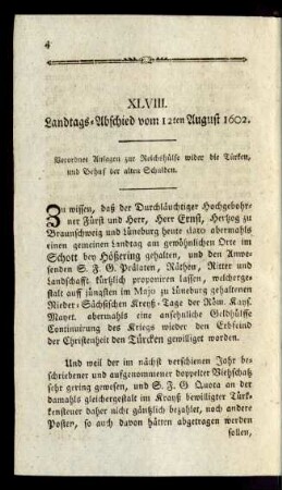XLVIII. Landtags-Abschied vom 12ten August 1602.