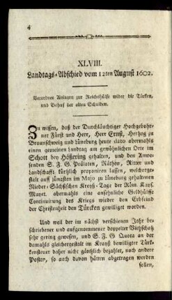 XLVIII. Landtags-Abschied vom 12ten August 1602.