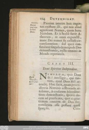 Caput III. Deus Spiritus Independens.