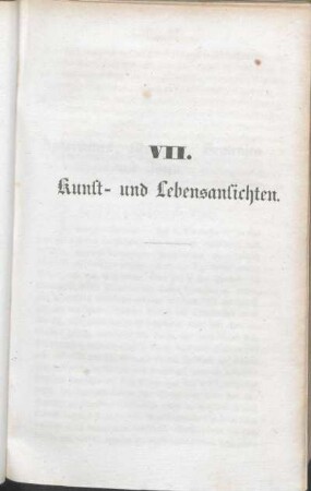 VII. Kunst- und Lebensansichten.