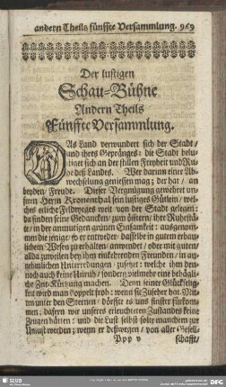 Der lustigen Schau-Bühne Andern Theils Fünffte Versammlung